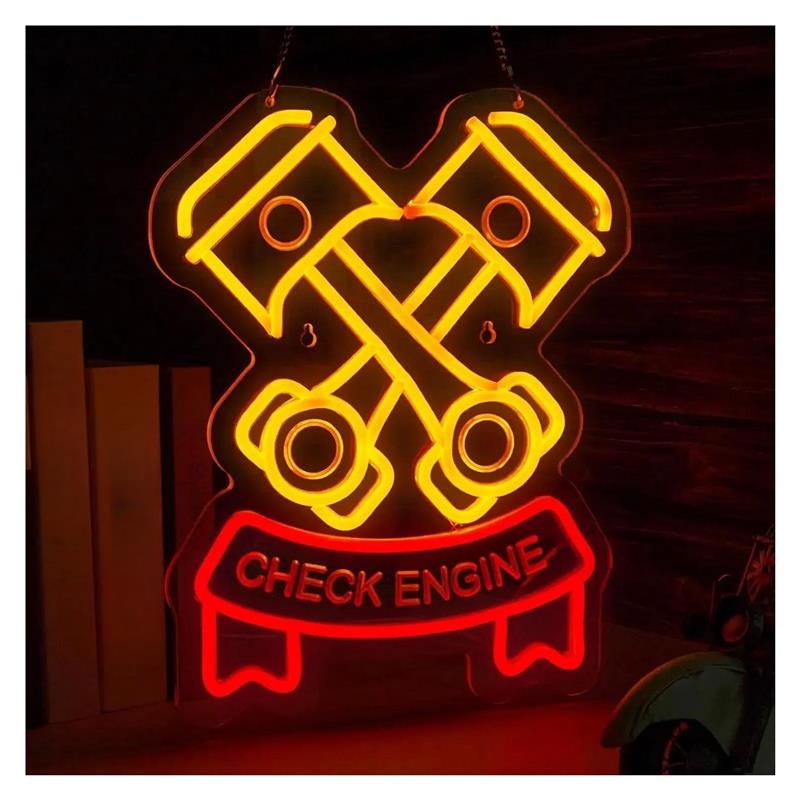 Auto Repair Shop Signs - Enseigne néon « Check Engine »